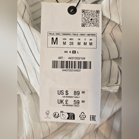 NWT Zara Chic White Striped Dress Size Medium - Picture 9 of 10